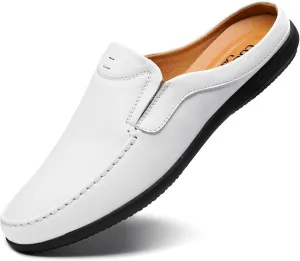 Men’s Slip-On Loafers Handmade Leather Slippers Breathable Comfortable Soft Hand Stitched no-heel Casual Shoes For Men