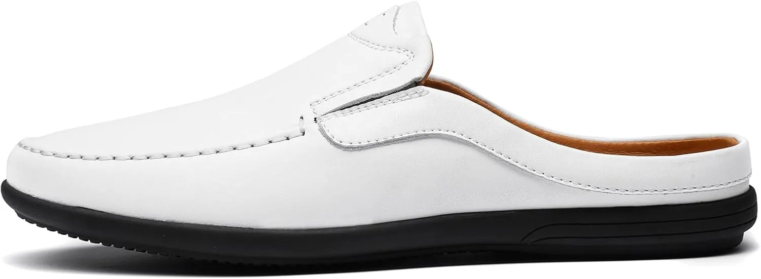 Men’s Slip-On Loafers Handmade Leather Slippers Breathable Comfortable Soft Hand Stitched no-heel Casual Shoes For Men