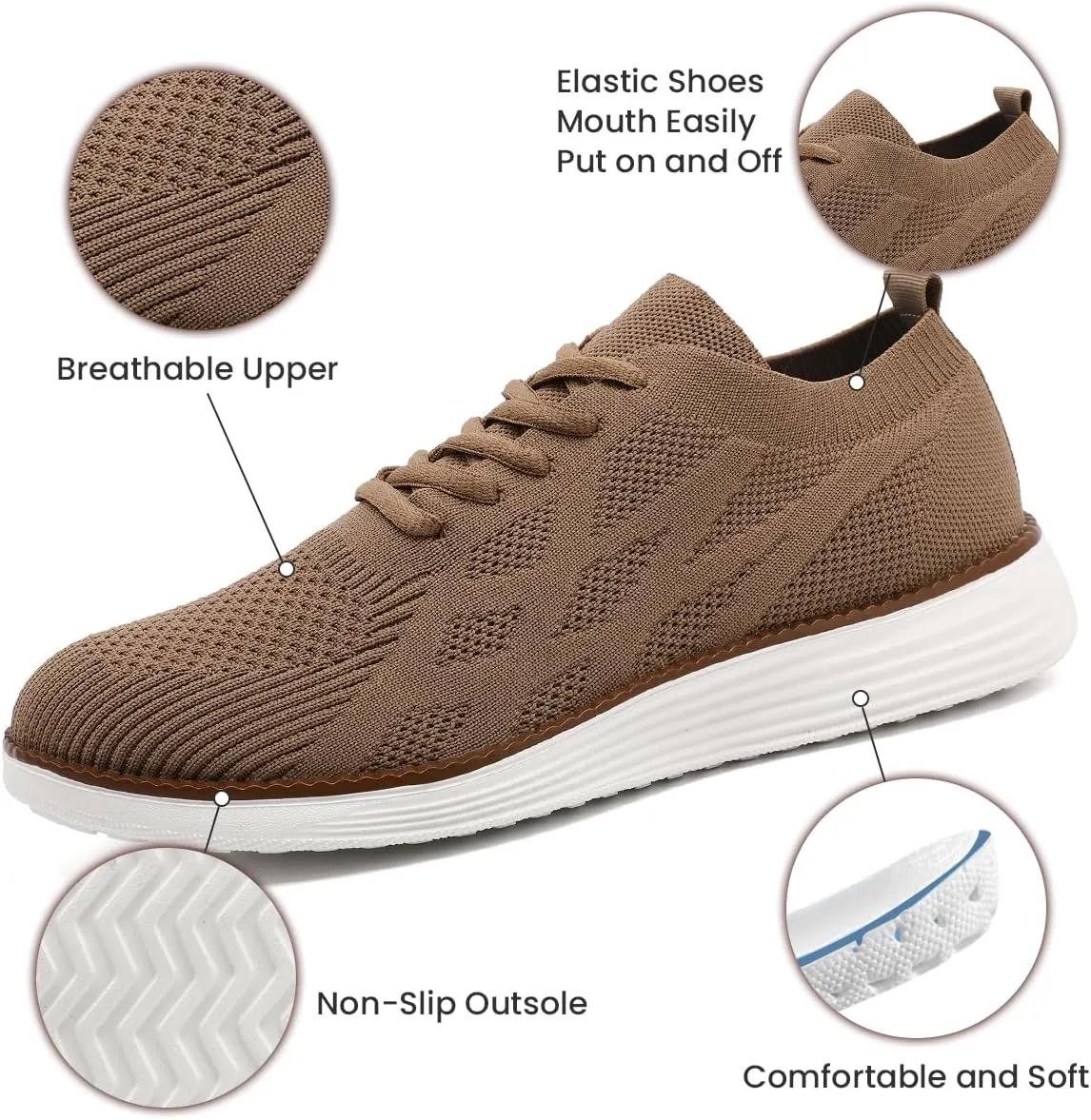 Mens Slip On Sneakers Walking Tennis Shoes Running Gym Athletic Workout Non Slip Fashion Casual Lightweight Breathable Soft Sole Mesh