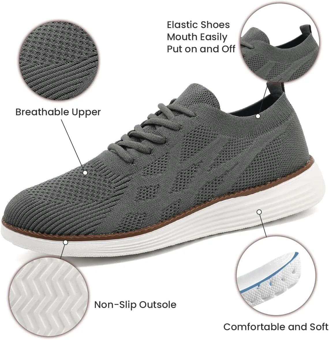 Mens Slip On Sneakers Walking Tennis Shoes Running Gym Athletic Workout Non Slip Fashion Casual Lightweight Breathable Soft Sole Mesh