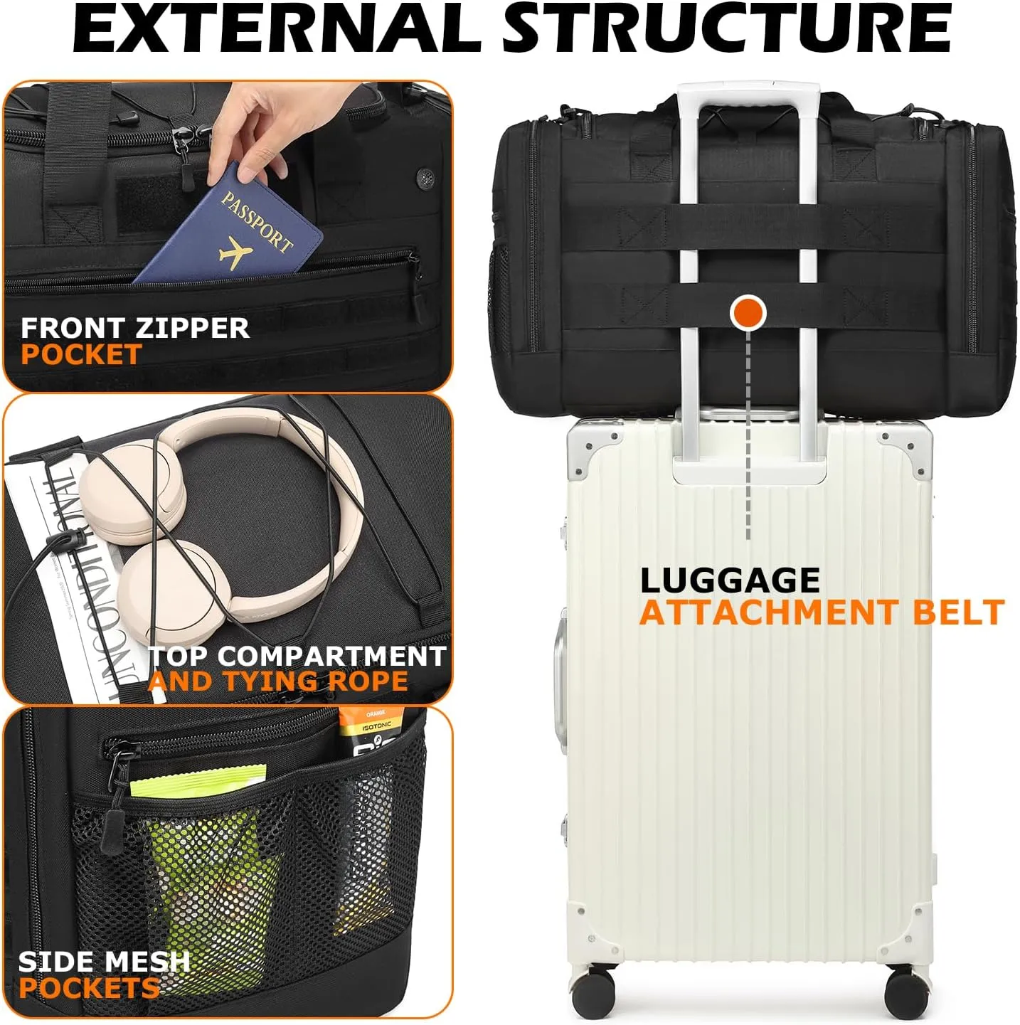 Men's Sneaker Bag for Travel 45L Sports Gym Duffle Bag with 2 adjustable Dividers & Shoulder Strap