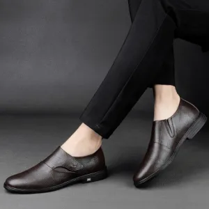 Men's Soft Bottom Oxford Shoes, Round Toe Leather Dress Shoes, Slip-On Comfort Loafers