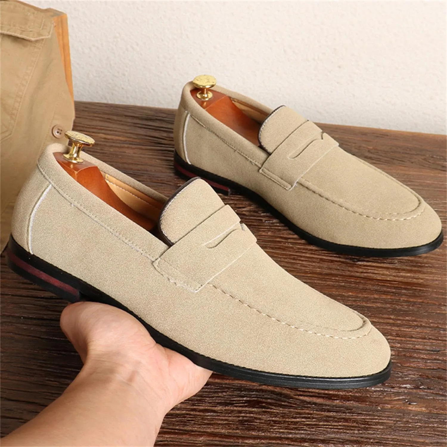 Men's Suede Dress Loafers Slip On Casual Shoes Lightweight Soft Penny Loafers Classic Moccasins Driving Shoes
