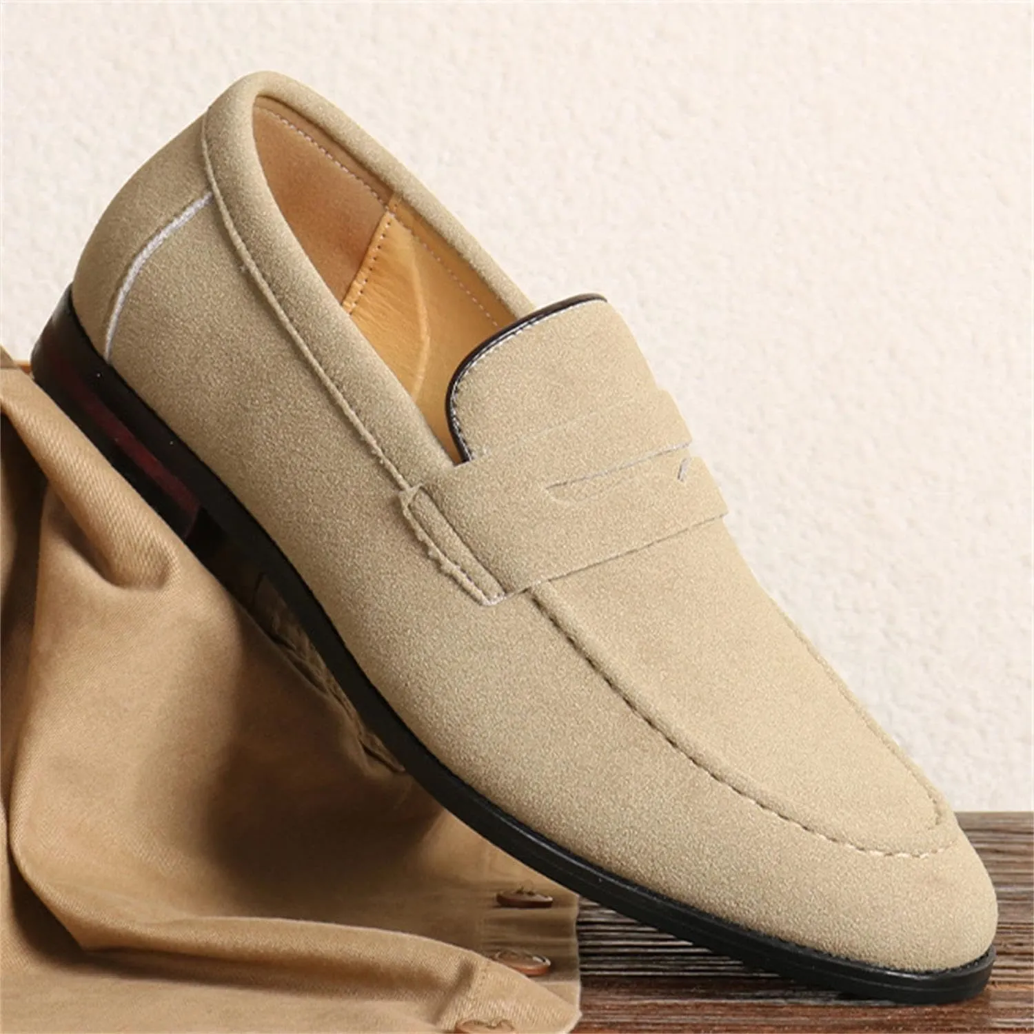 Men's Suede Dress Loafers Slip On Casual Shoes Lightweight Soft Penny Loafers Classic Moccasins Driving Shoes