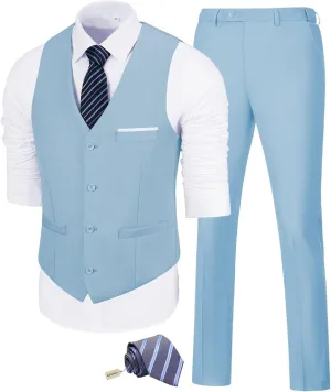 Men's Suit Slim Fit 2 Pieces Suits Set Grooms Tuxedos Business Wedding Prom Party Suit Vest and Pants