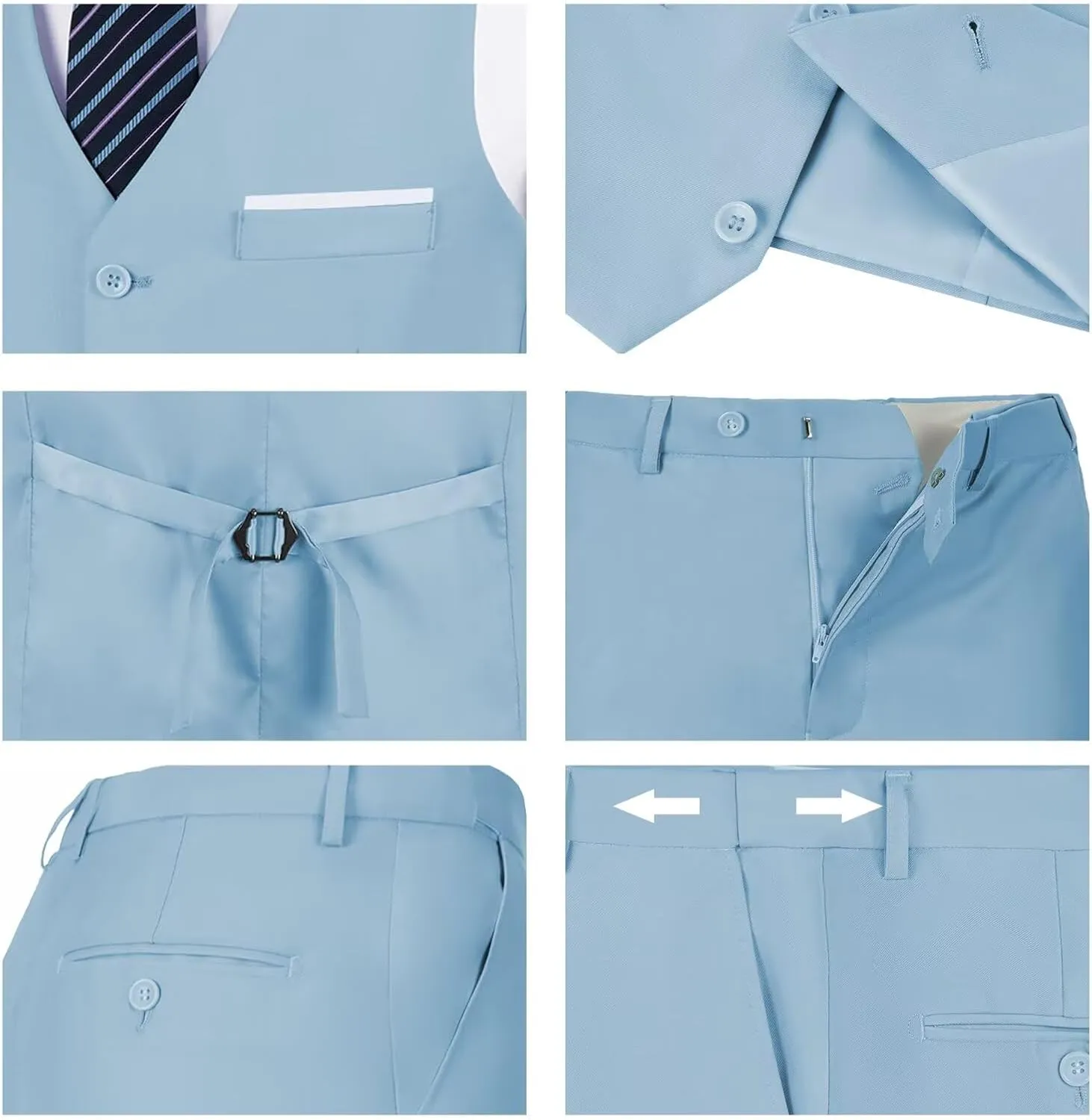 Men's Suit Slim Fit 2 Pieces Suits Set Grooms Tuxedos Business Wedding Prom Party Suit Vest and Pants