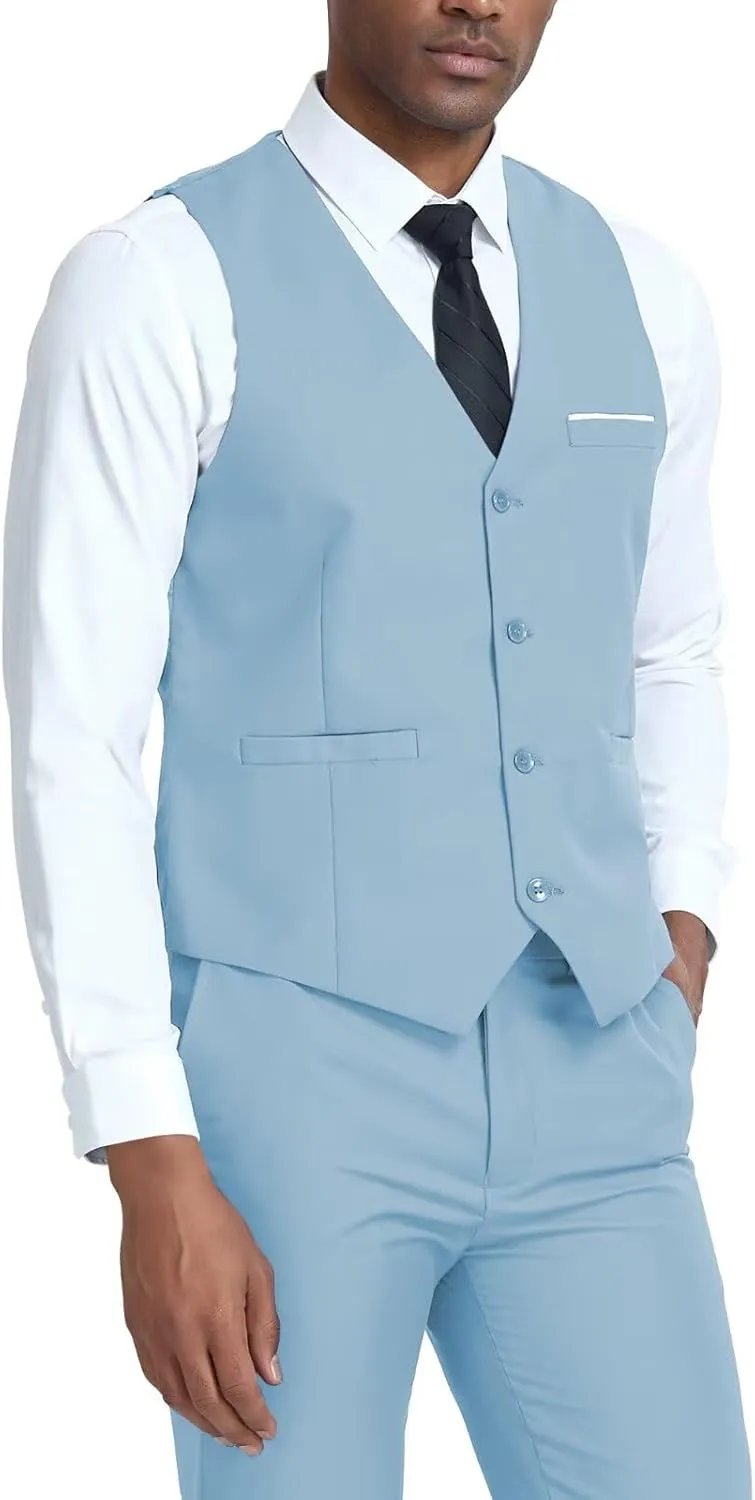 Men's Suit Slim Fit 2 Pieces Suits Set Grooms Tuxedos Business Wedding Prom Party Suit Vest and Pants