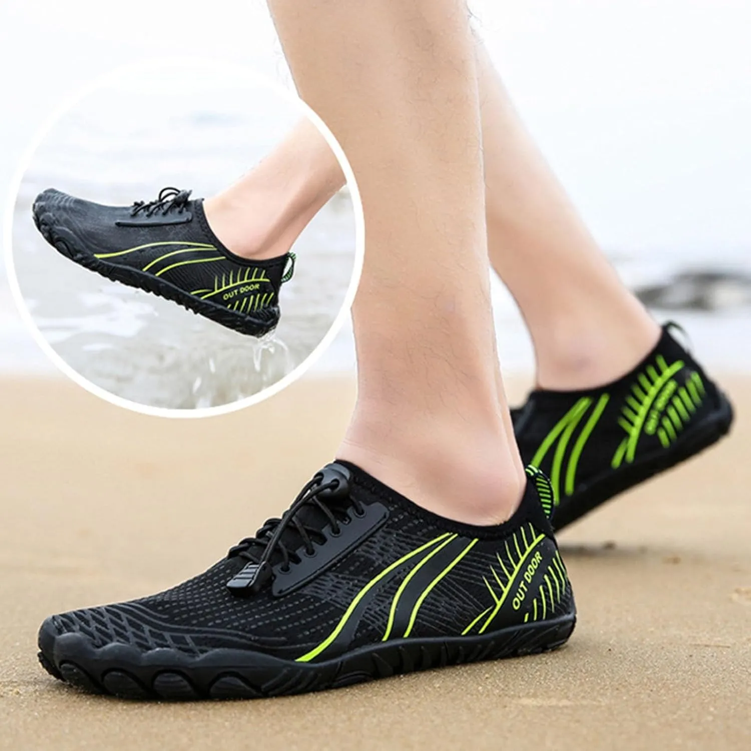Mens Water Shoes Wide Toe Box Breathable Non Slip Athletic Water Shoes Hiking Womens Water Shoes Wide Width Jogging Quick Dry Pool Sports Sneaker for Pool Beach Surf Water Park Yoga