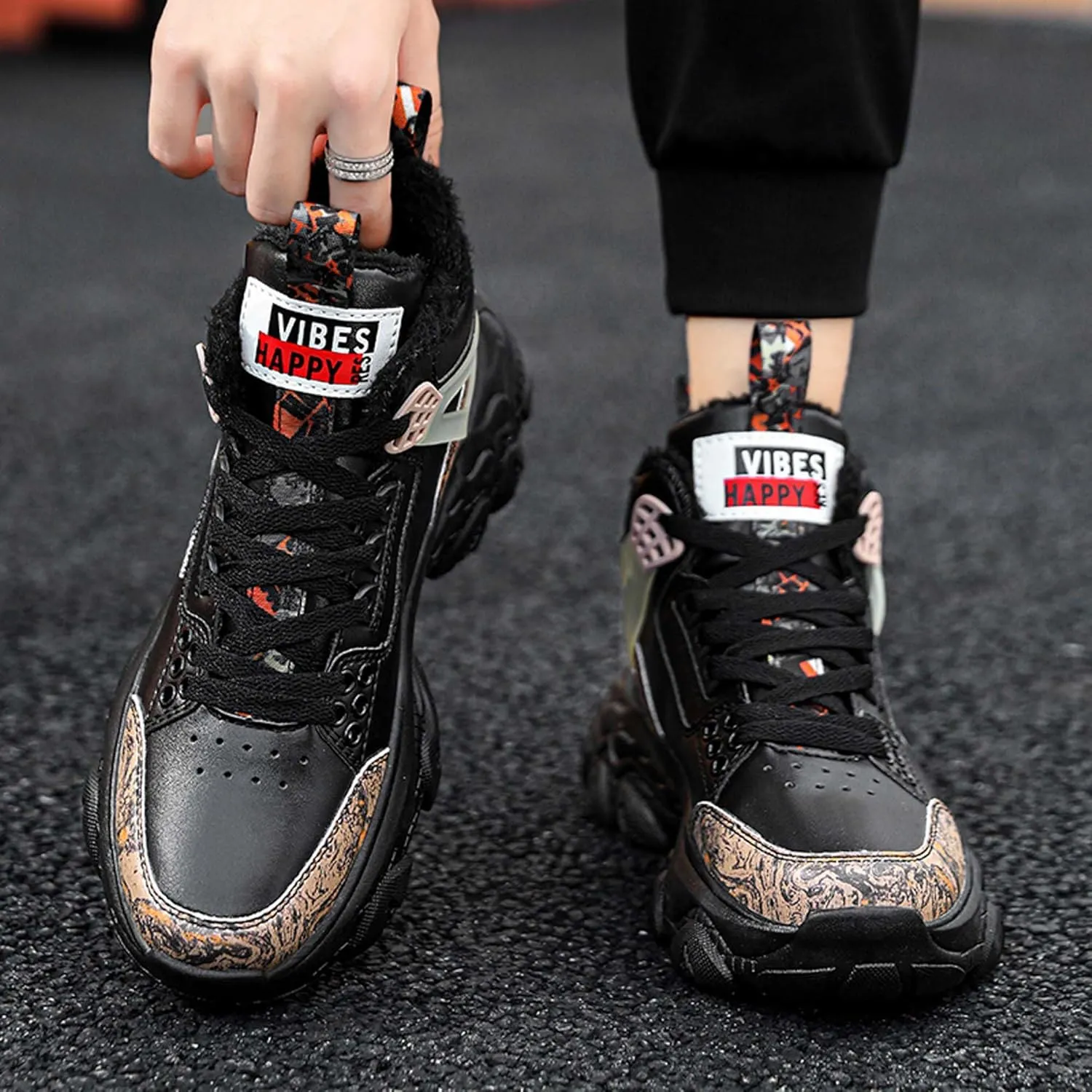 Men's Wnter Casual Sports Shoes - Plush Thick Warm Shoes - Fashionable Snow Shoes - Outdoor Jogging Shoes