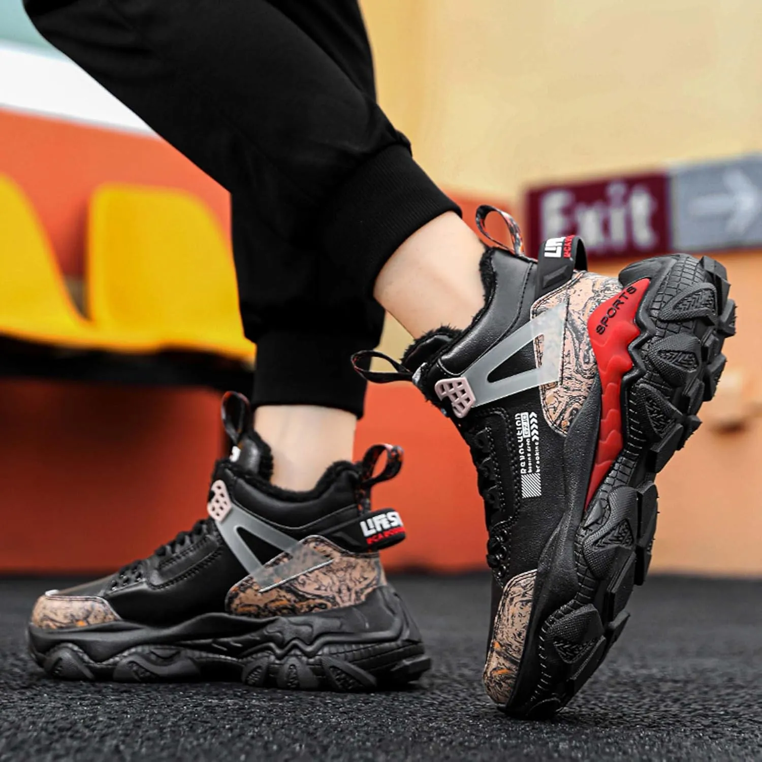 Men's Wnter Casual Sports Shoes - Plush Thick Warm Shoes - Fashionable Snow Shoes - Outdoor Jogging Shoes