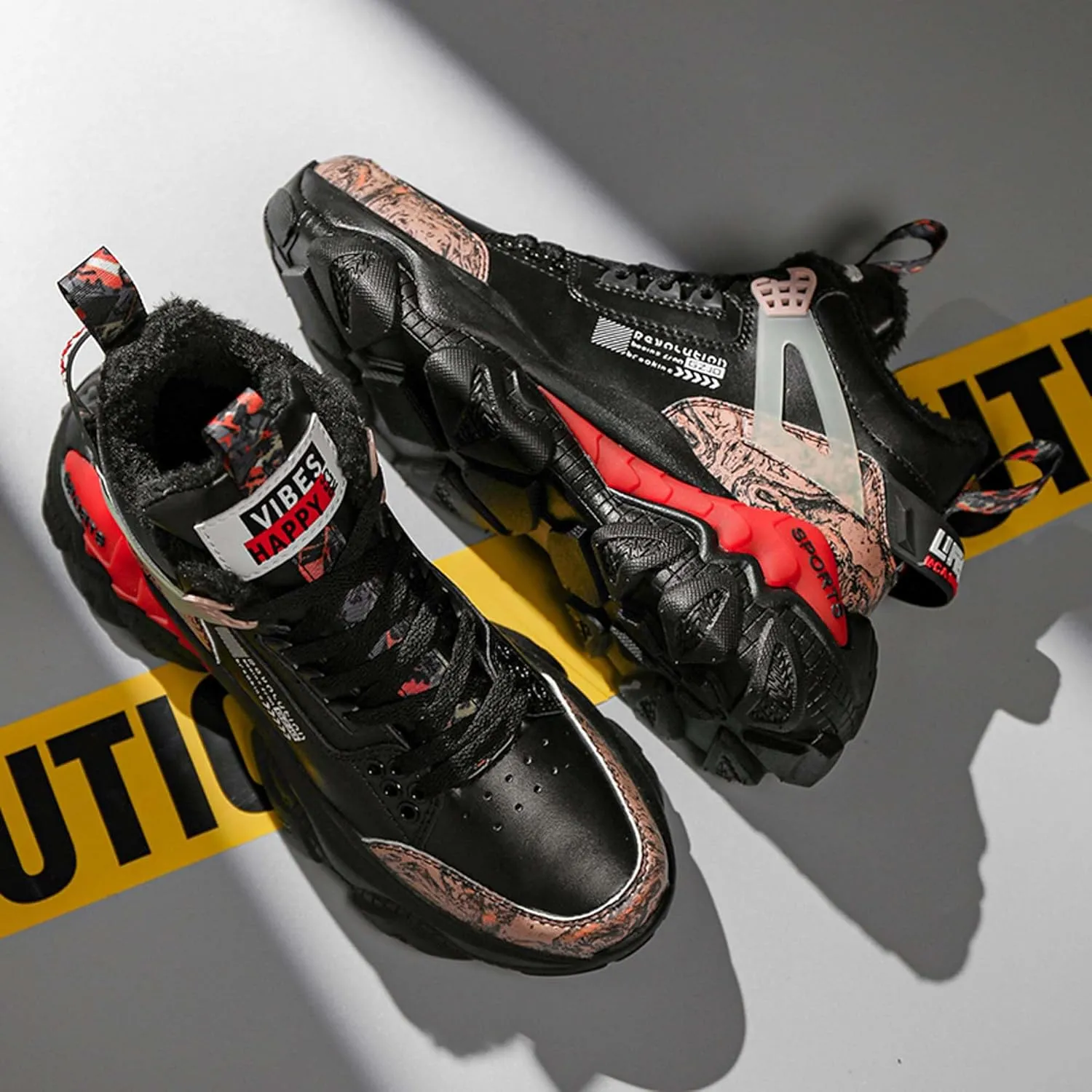 Men's Wnter Casual Sports Shoes - Plush Thick Warm Shoes - Fashionable Snow Shoes - Outdoor Jogging Shoes