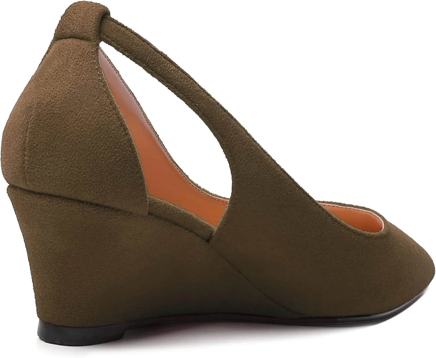 MERRORI Womens Casual Office Pointed Toe Slip On Suede Wedge Low Heel Pumps Shoes 2 Inch