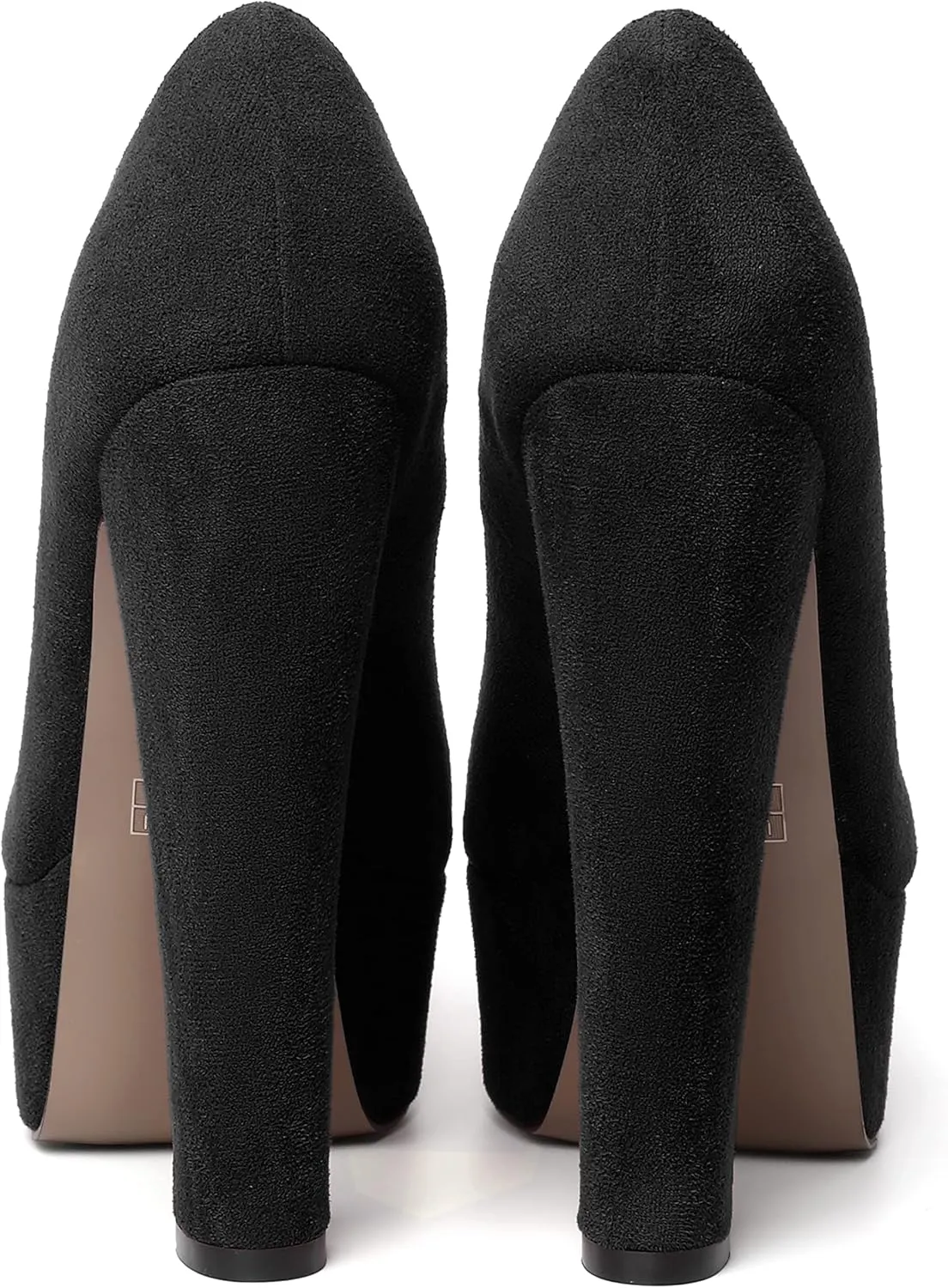 MERRORI Womens Evening Slip On Sexy Round Toe Suede Platform Chunky High Heel Pumps Shoes 6 Inch