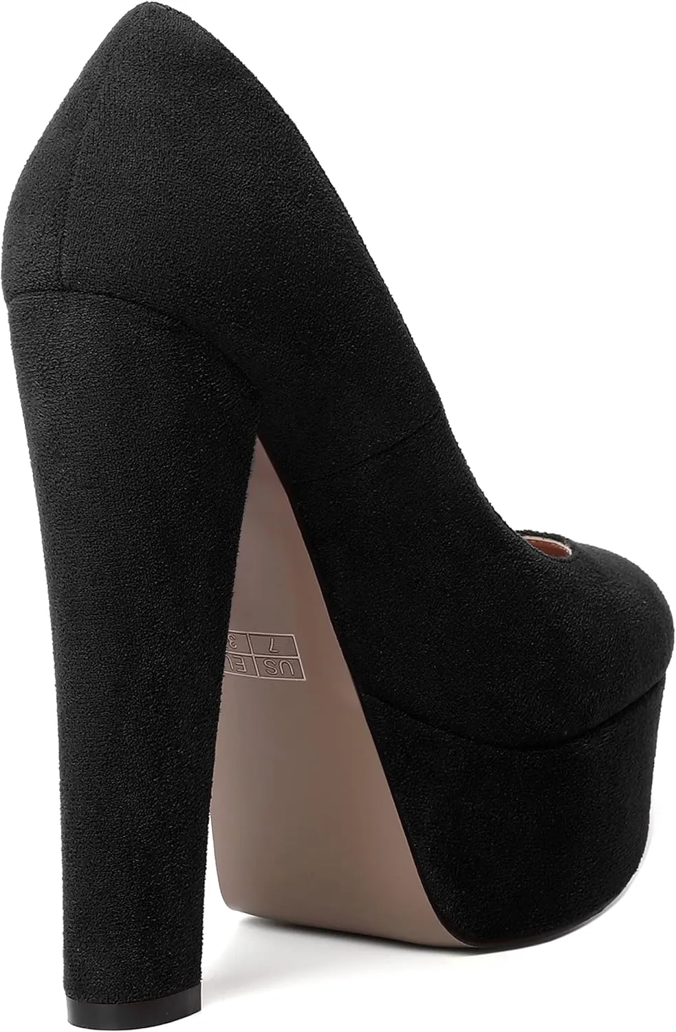 MERRORI Womens Evening Slip On Sexy Round Toe Suede Platform Chunky High Heel Pumps Shoes 6 Inch