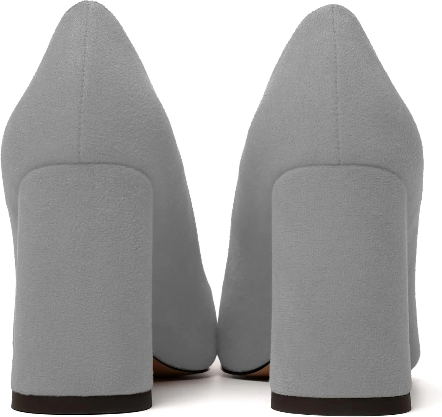 MERRORI Women's High Chunky Heels Block Suede Pointed Toe Office Slip On Dress Heel Pumps Shoes 3.3 Inch