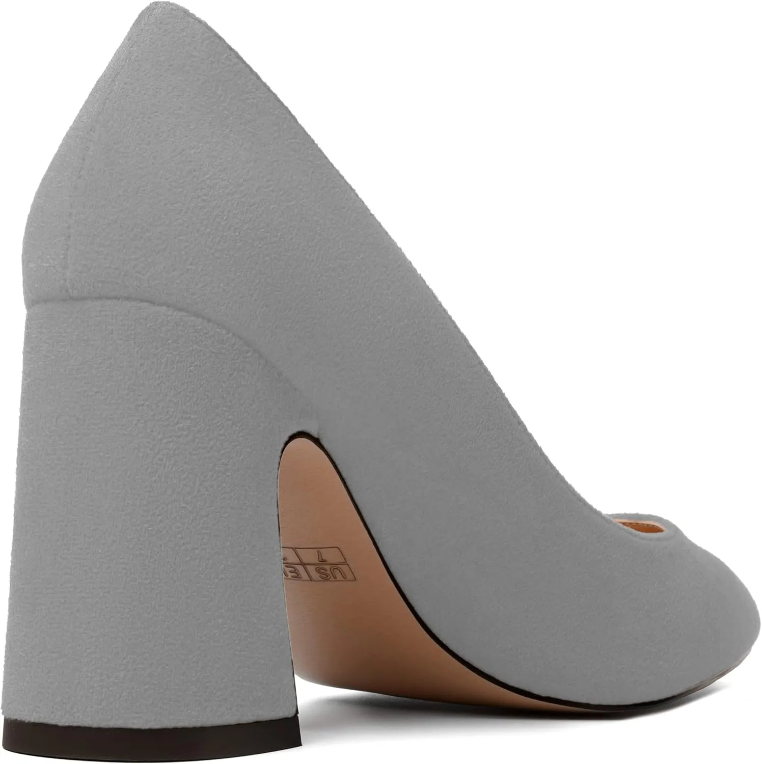 MERRORI Women's High Chunky Heels Block Suede Pointed Toe Office Slip On Dress Heel Pumps Shoes 3.3 Inch