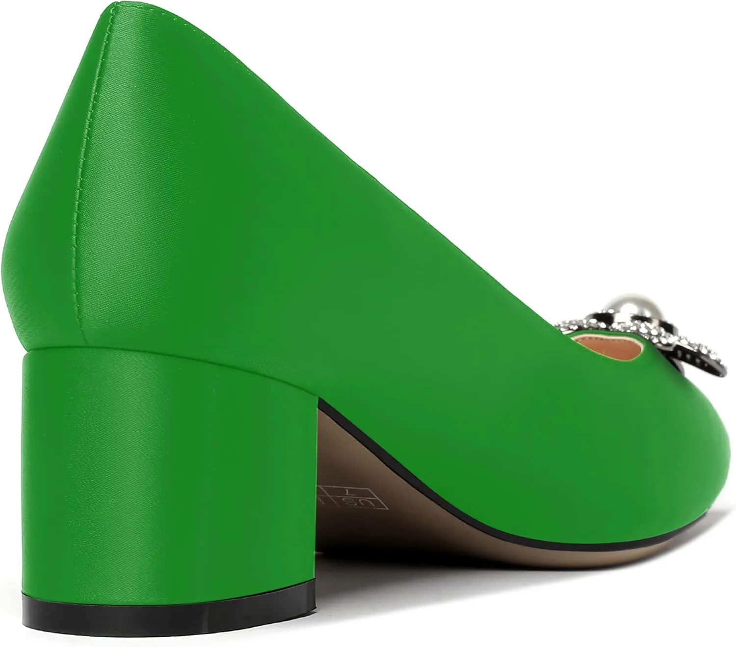 MERRORI Womens Simple Casual Slip On Solid Satin Pointed Toe Chunky Low Heel Pumps Shoes 1.5 Inch