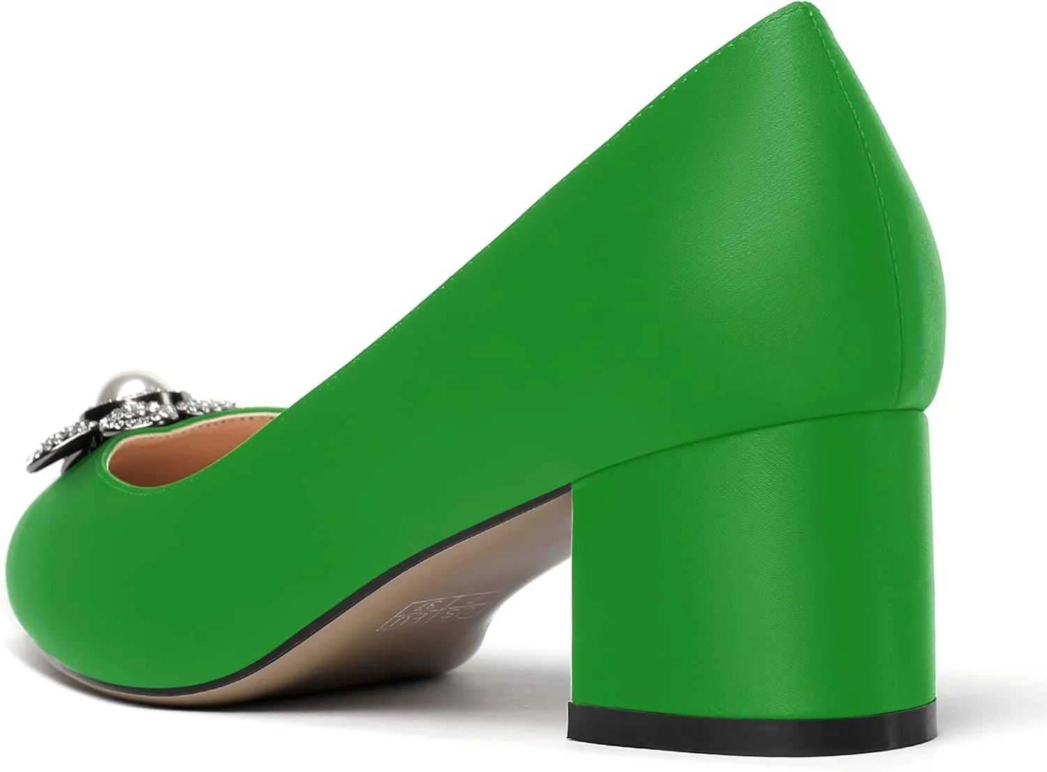 MERRORI Womens Simple Casual Slip On Solid Satin Pointed Toe Chunky Low Heel Pumps Shoes 1.5 Inch