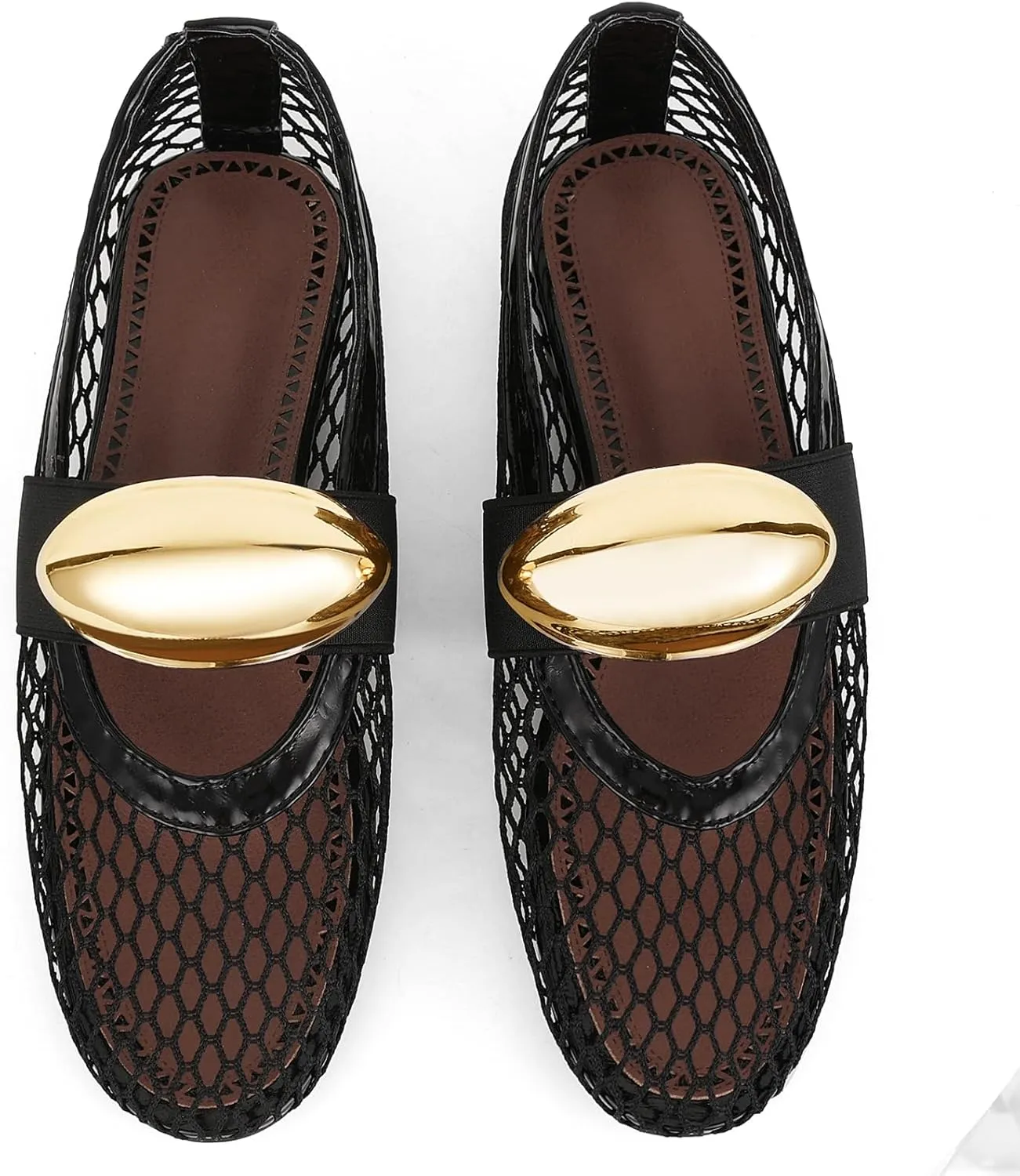 Mesh Ballet Flats for Women Round Toe Ballerina Flats Buckle Ballet Flats Shoes for Women Casual Dress Ballerina Mary Jane Flats
