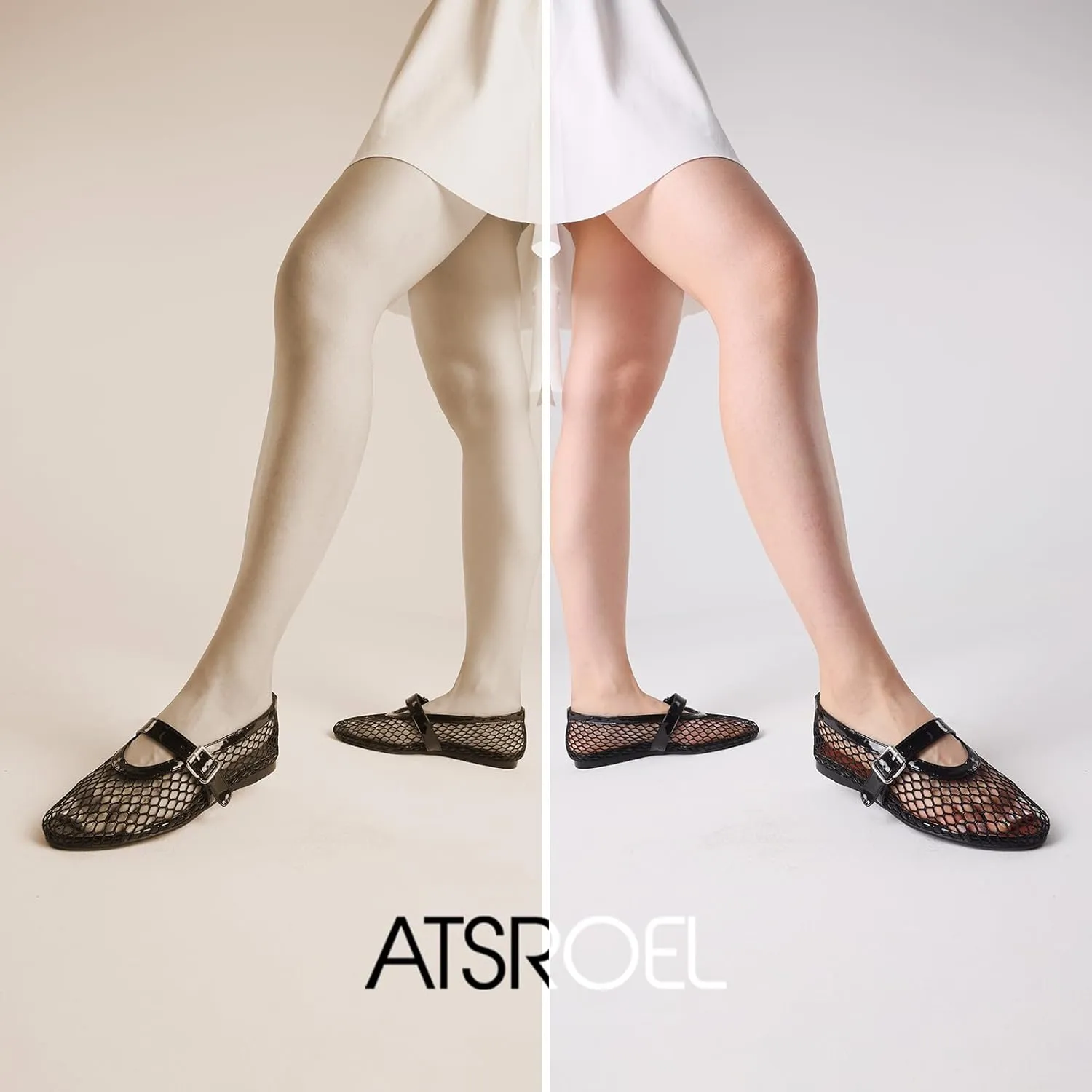 Mesh Ballet Flats for Women Round Toe Ballerina Flats Buckle Ballet Flats Shoes for Women Casual Dress Ballerina Mary Jane Flats