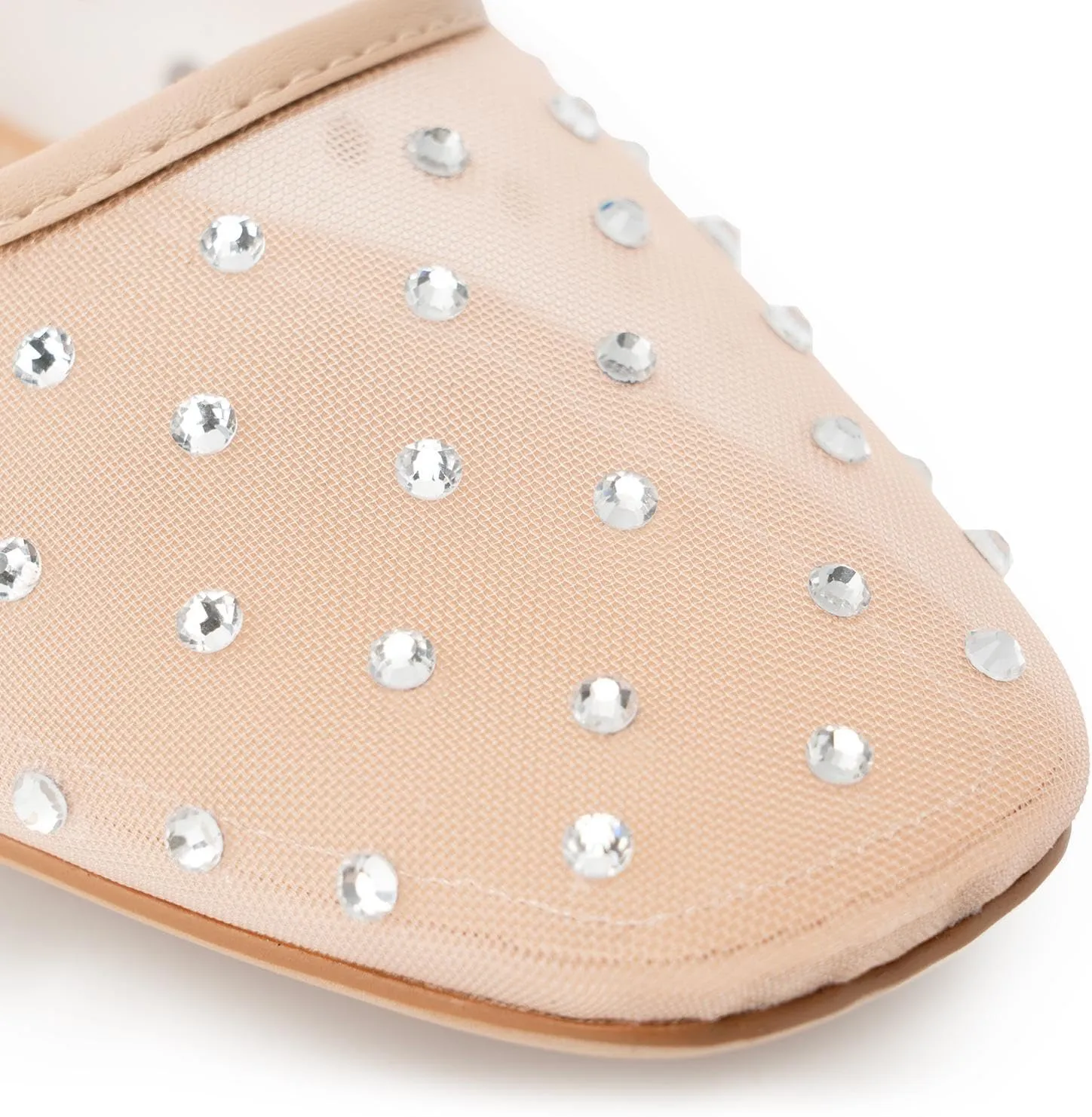 Mesh Ballet Flats for Women,Rhinestone Square Toe Comfortable Ballerina Shoes,Sparkly Crystals Embellished Slip on Wedding Dance Dress Flats Shoes