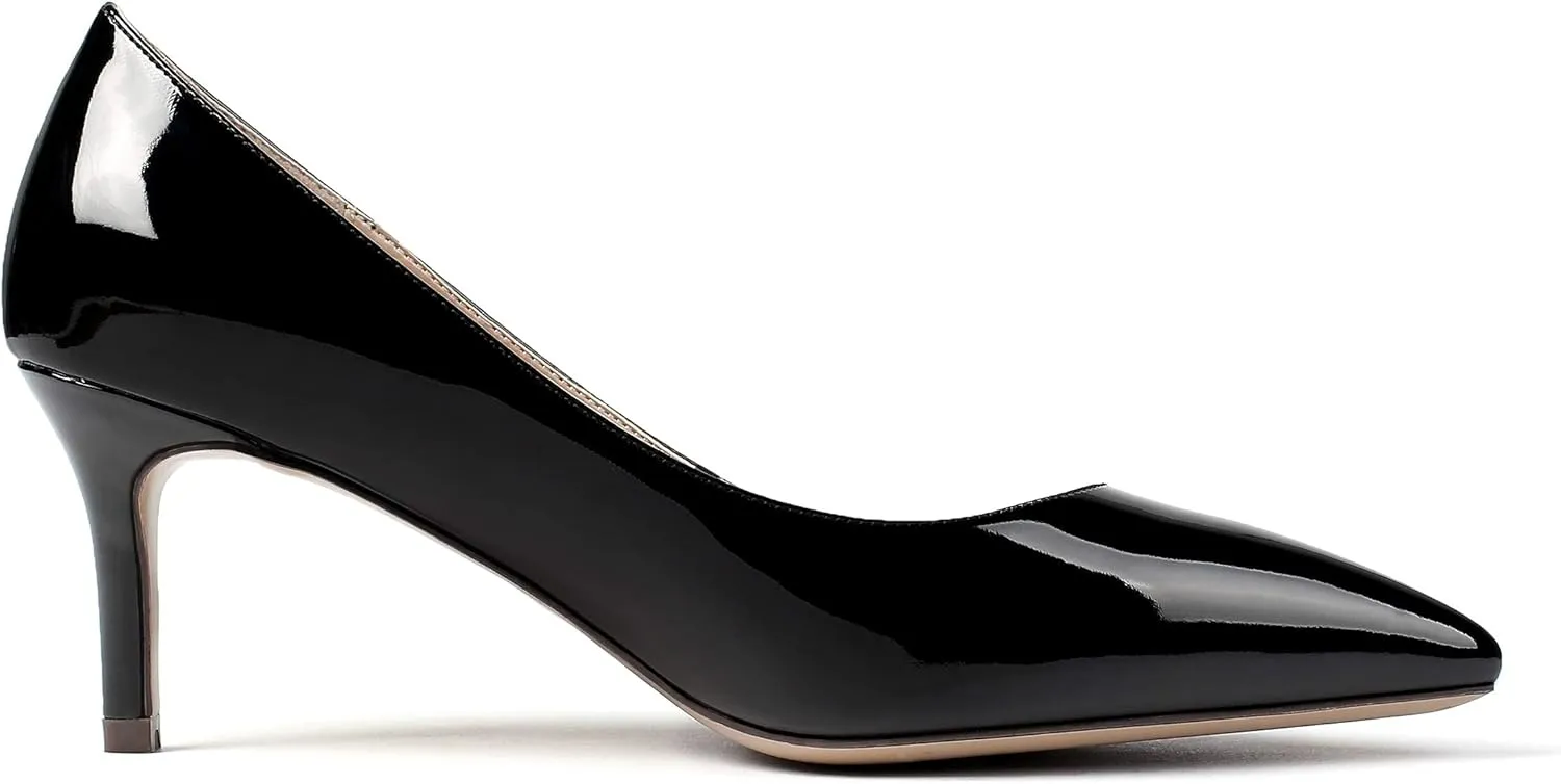 Mettesally Women's Kitten Heel Pumps Pointed Toe Slip On Classic Mid Heels Pumps Part Wedding Dress Shoes