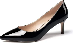 Mettesally Women's Kitten Heel Pumps Pointed Toe Slip On Classic Mid Heels Pumps Part Wedding Dress Shoes