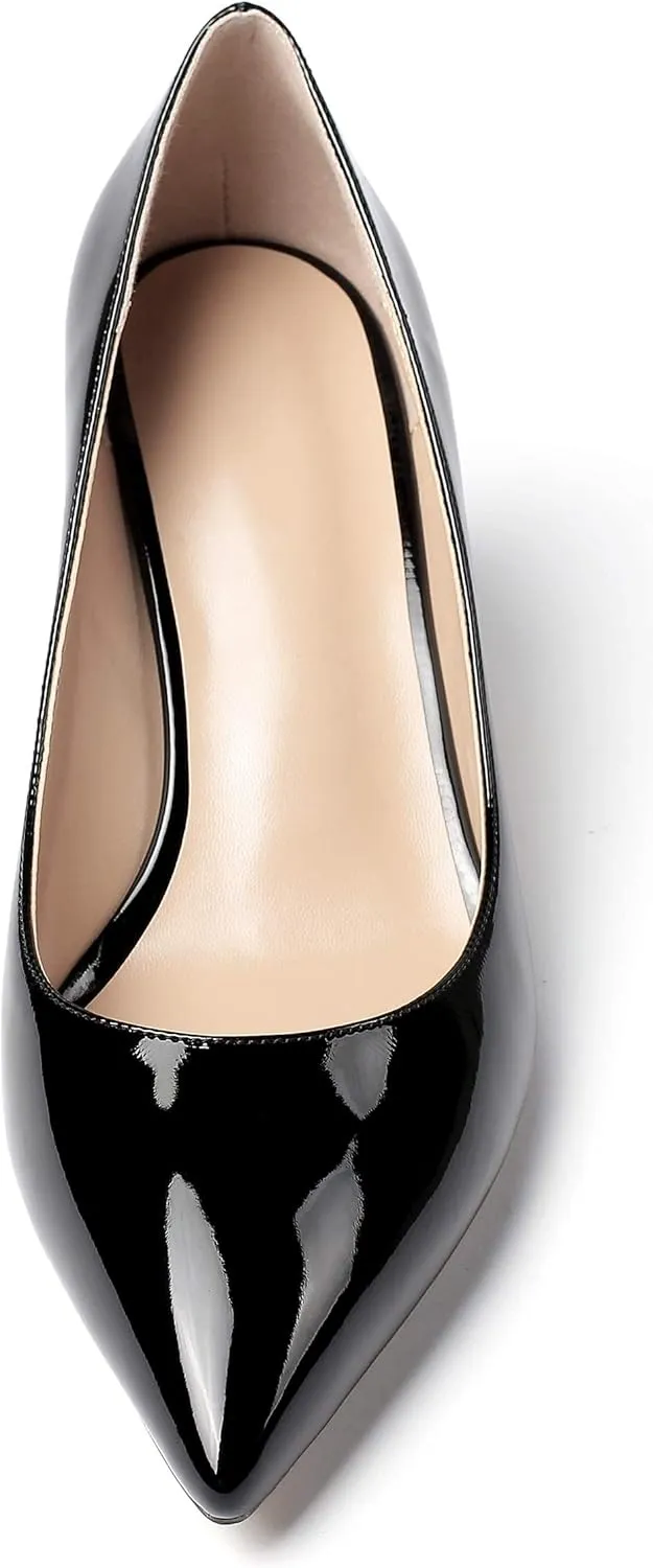 Mettesally Women's Kitten Heel Pumps Pointed Toe Slip On Classic Mid Heels Pumps Part Wedding Dress Shoes