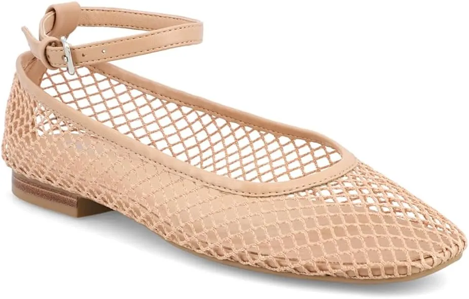 MIA Womens Roz Ankle Strap Ballet Flats Casual - Beige