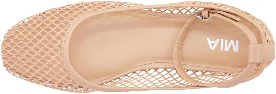 MIA Womens Roz Ankle Strap Ballet Flats Casual - Beige