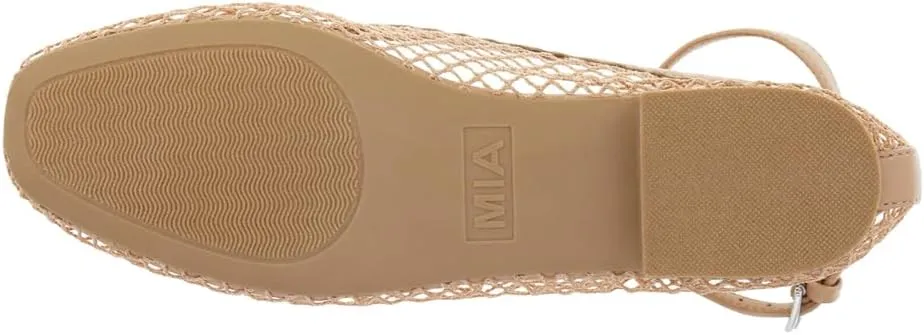 MIA Womens Roz Ankle Strap Ballet Flats Casual - Beige