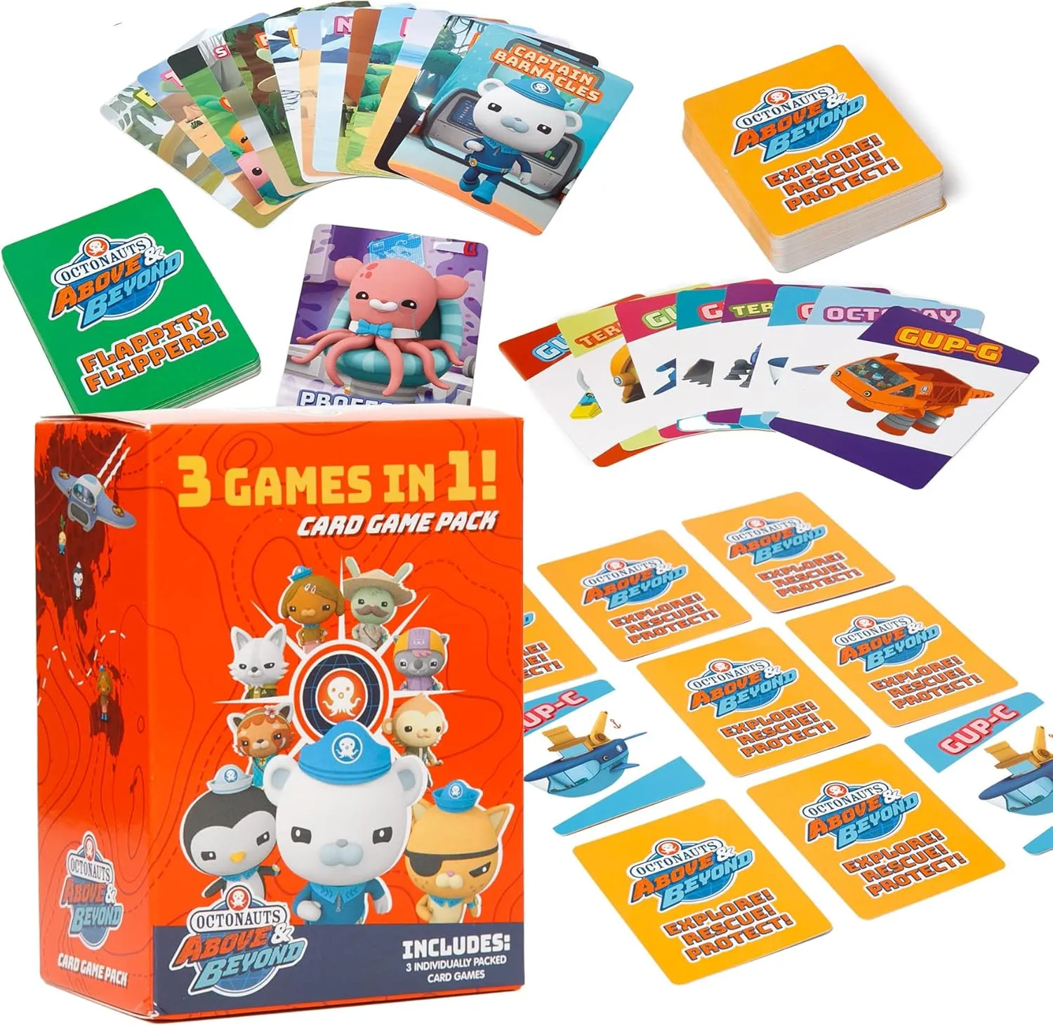 Mighty Mojo Octonauts Kids Classic Card Games - Memory Game, Go Fish & Old Maid Fun Family Game for Boys and Girls Party Toys Night – Three Total Easter Basket Stuffer