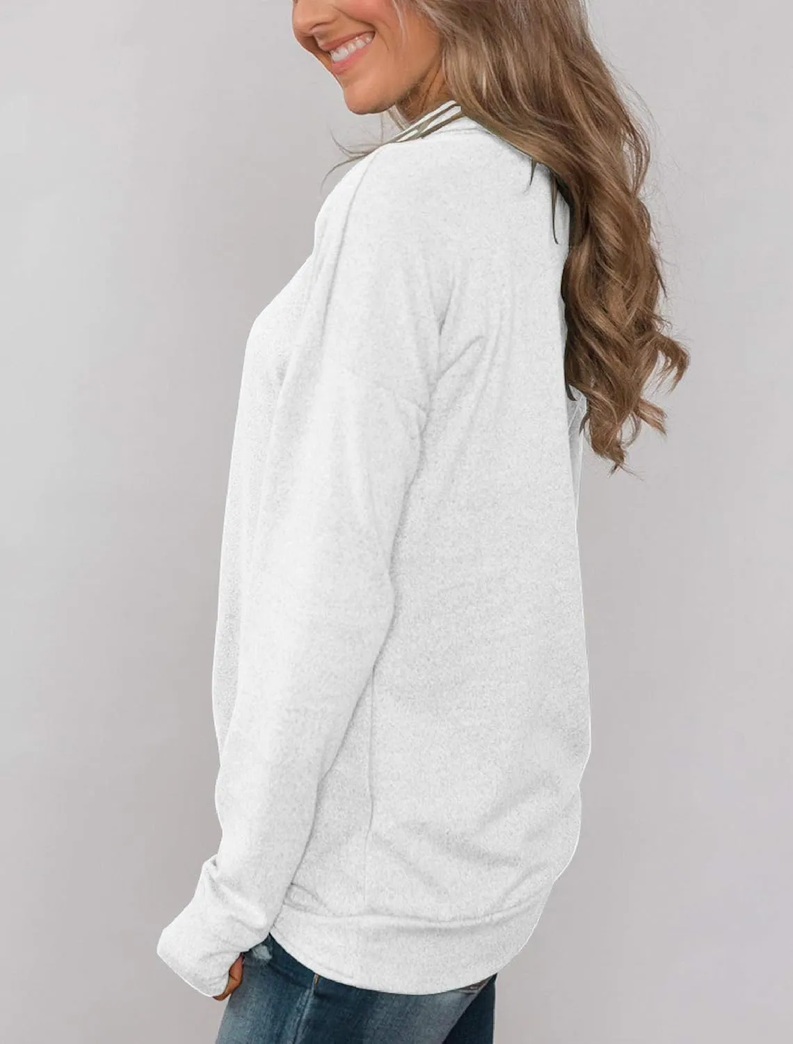 Minthunter Women's Long Sleeve Pullovers Cowl Neck Tunic Shirt Casual Sweatshirt Tops