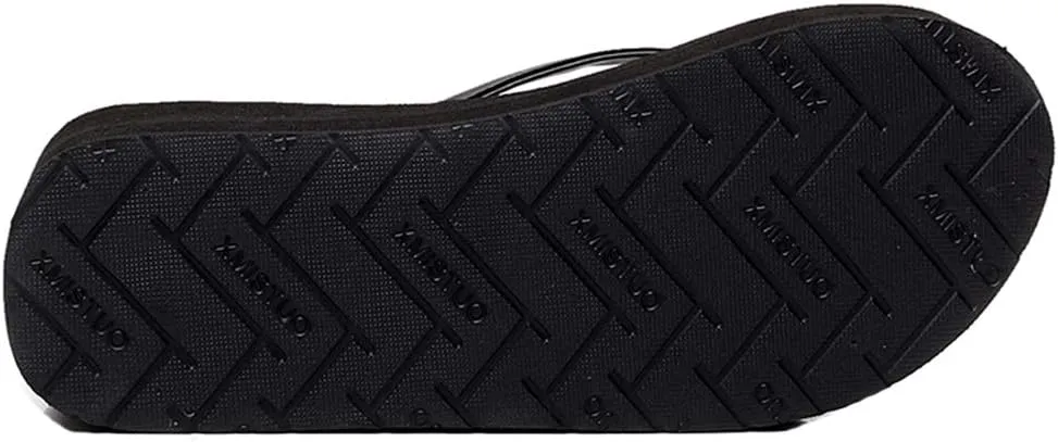 MIOKE Women's Wedge High Heel Flipflops Sandals Platform Summer Beach Nonslip Comfort Casual Thong Sandal