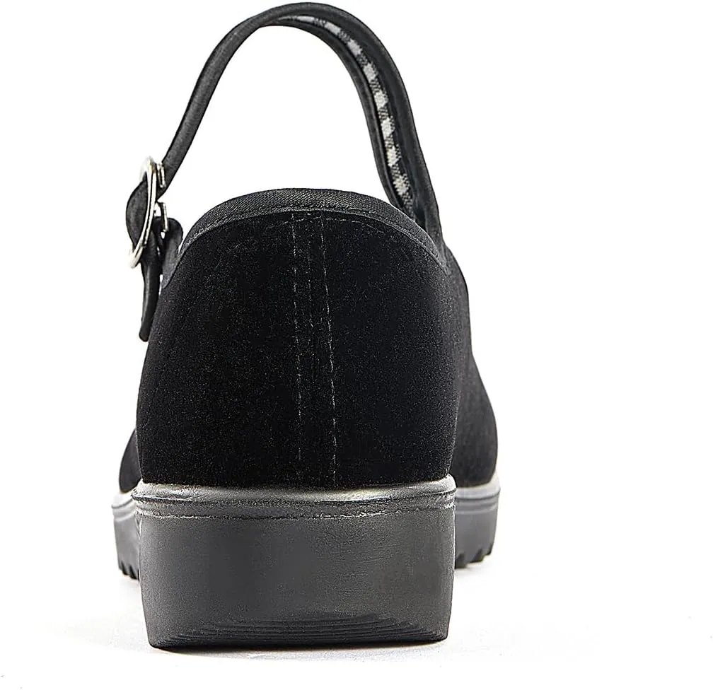 missfiona Black Velvet Mary Jane Shoes for Women China Dance Flat Old Beijing Cloth Walking Shoes