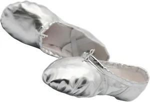 missfiona Womens PU Leather Ballet Slippers Dance Shoes Split Sole Belly Flat Adult Dance Trainers