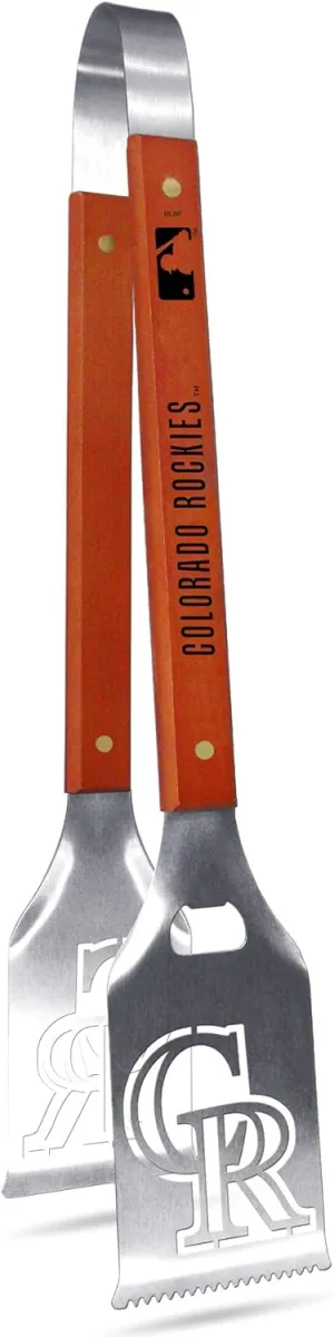 MLB Colorado Rockies Grill-A-Tongs, Heavy Duty Stainless Steel BBQ Grill Tongs