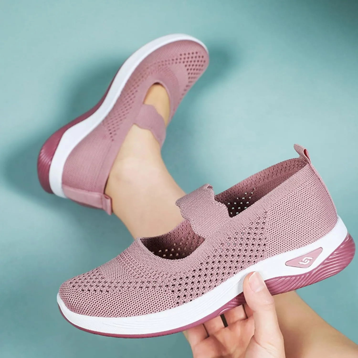 Mmoneyake Orthopedic Shoes for Women Walking Shoe Orthopedic Breathable Soft Shoes Diabetic Foam Shoe Hands Free Slip On Sneakers with Arch Support Indoor Outdoor Casual Sneakers
