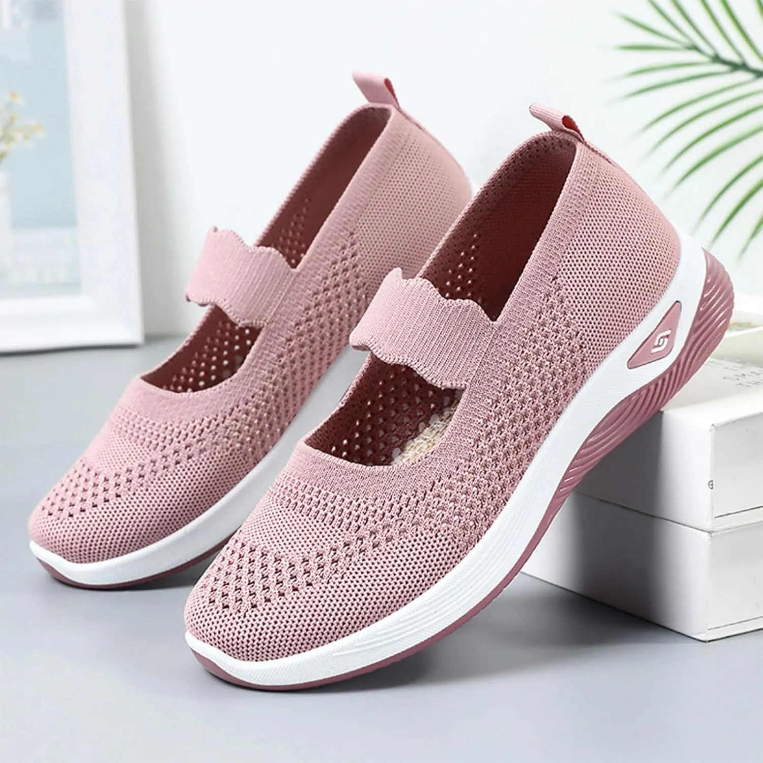 Mmoneyake Orthopedic Shoes for Women Walking Shoe Orthopedic Breathable Soft Shoes Diabetic Foam Shoe Hands Free Slip On Sneakers with Arch Support Indoor Outdoor Casual Sneakers