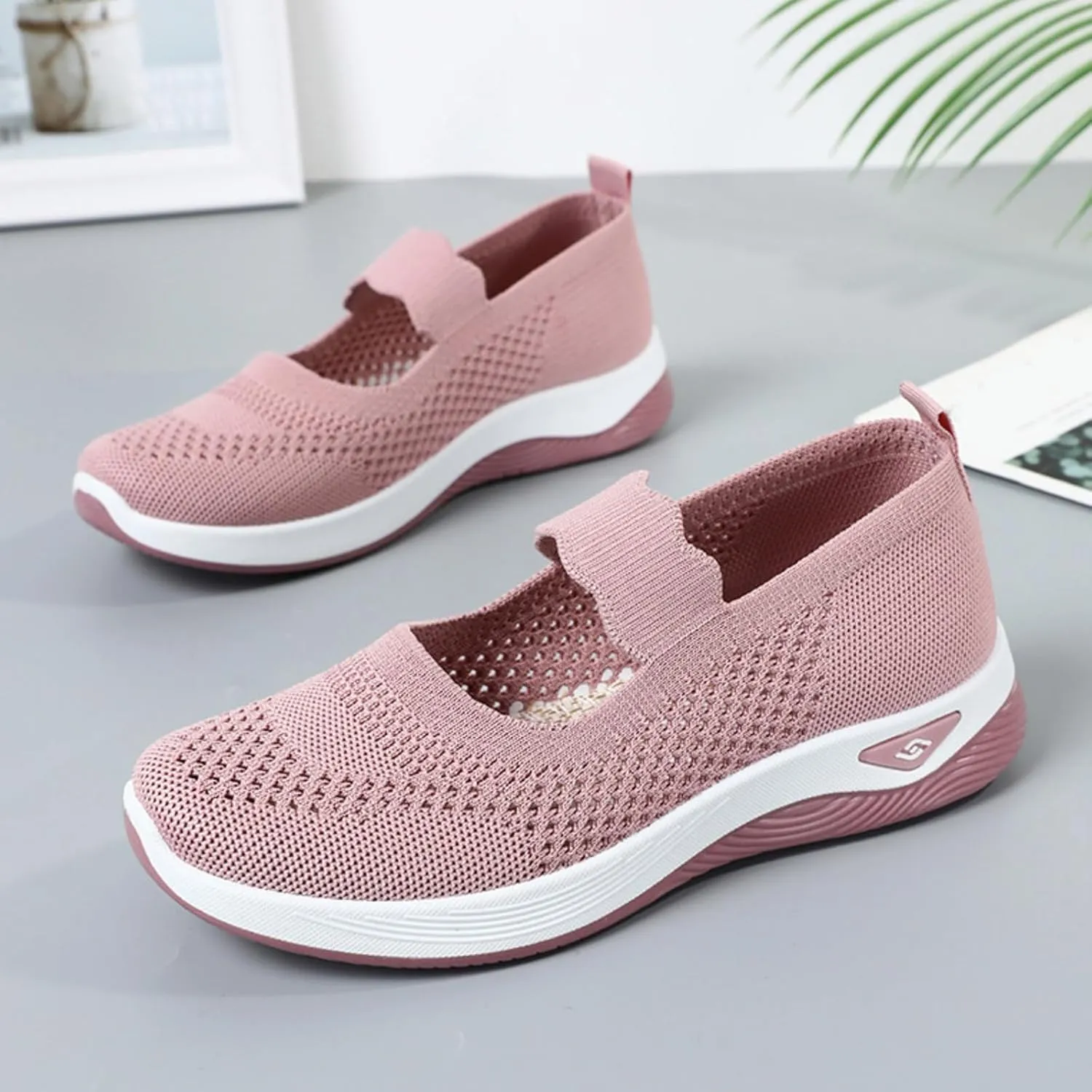 Mmoneyake Orthopedic Shoes for Women Walking Shoe Orthopedic Breathable Soft Shoes Diabetic Foam Shoe Hands Free Slip On Sneakers with Arch Support Indoor Outdoor Casual Sneakers