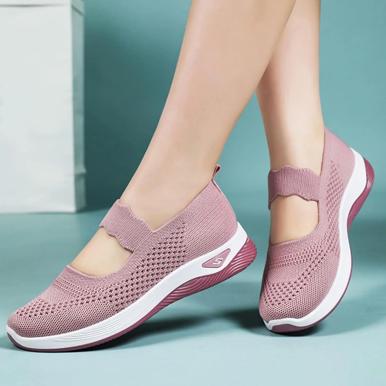 Mmoneyake Orthopedic Shoes for Women Walking Shoe Orthopedic Breathable Soft Shoes Diabetic Foam Shoe Hands Free Slip On Sneakers with Arch Support Indoor Outdoor Casual Sneakers