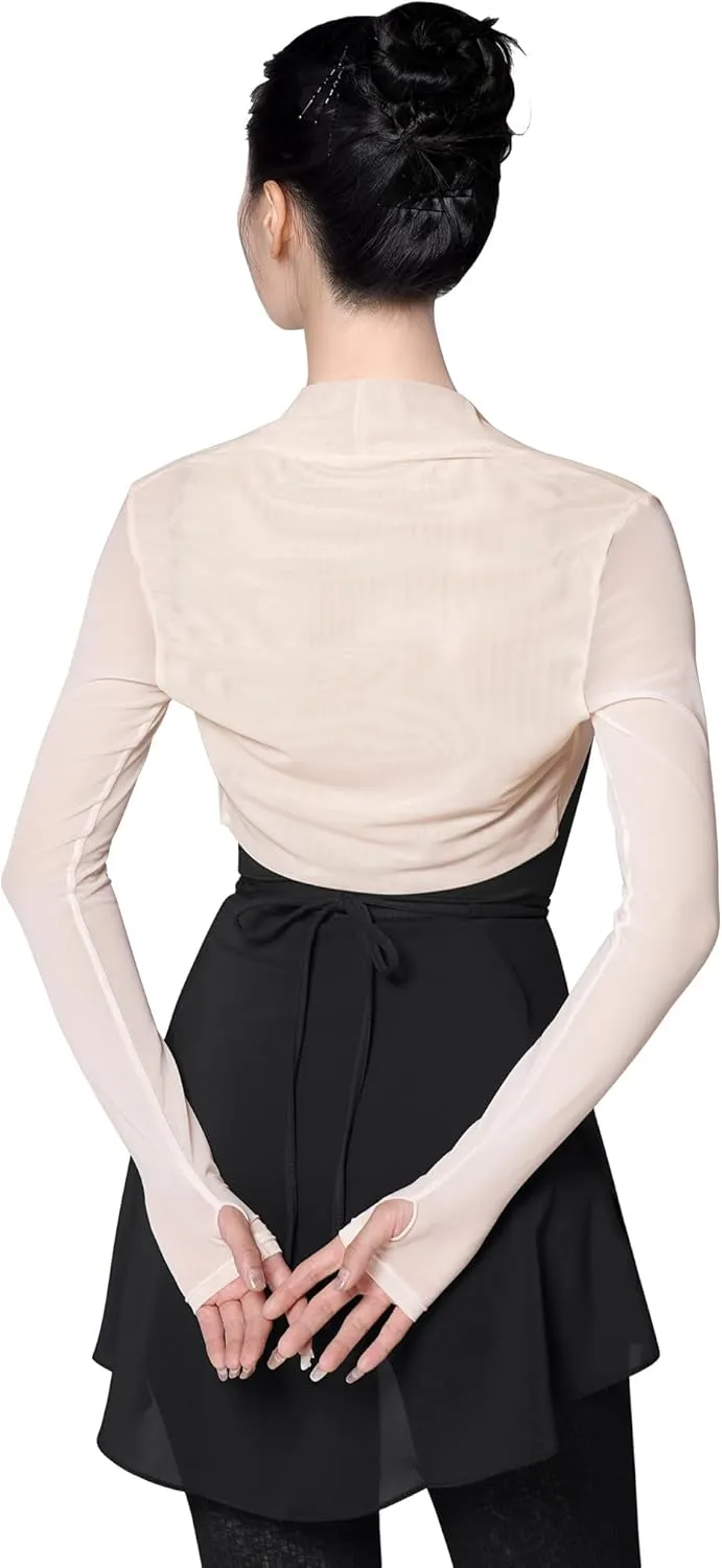Modal/Mesh Sleeve Women Ballet Shrug, Women Bolero Dance Top for Leotards, Dress