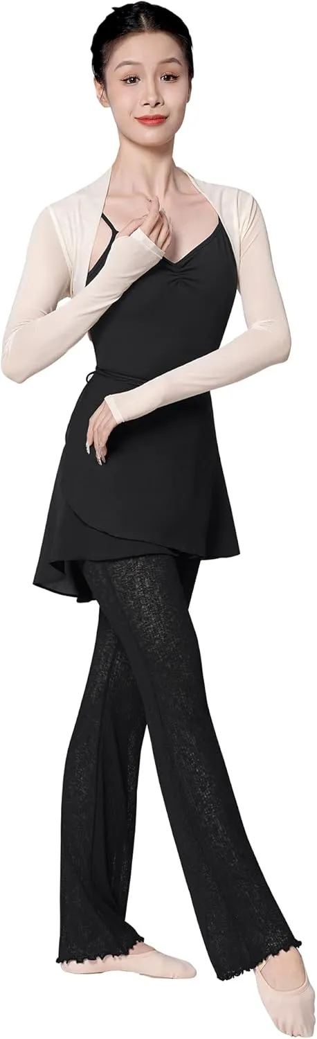 Modal/Mesh Sleeve Women Ballet Shrug, Women Bolero Dance Top for Leotards, Dress