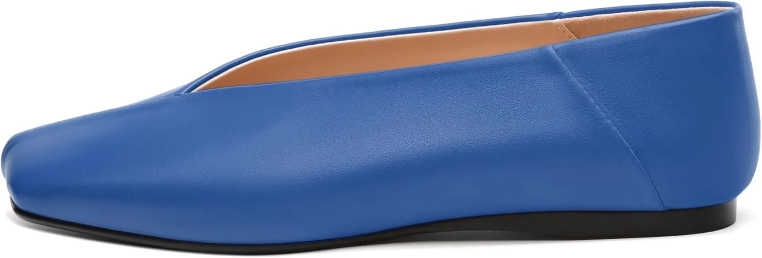 MODENCOCO Womens Flats Square Toe Ballet Flat for Women Loafers Flats Dress Shoes Comfortable Business Casual Work Shoes