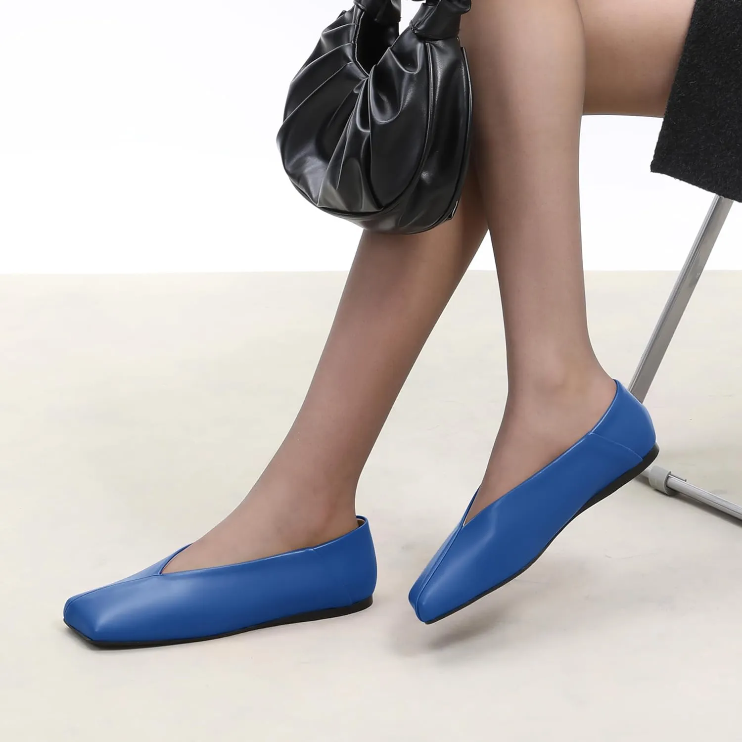 MODENCOCO Womens Flats Square Toe Ballet Flat for Women Loafers Flats Dress Shoes Comfortable Business Casual Work Shoes