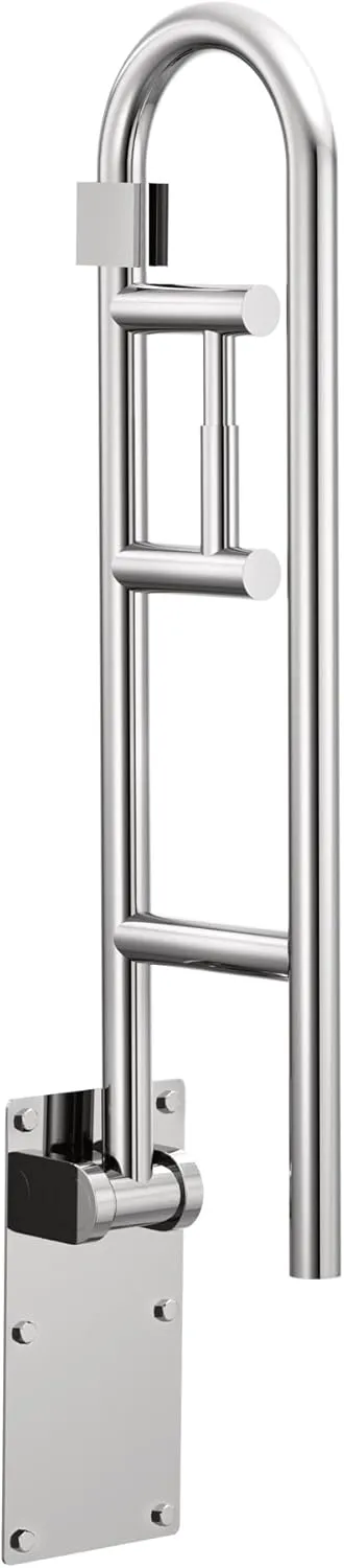 Moen Stainless Safety 30-Inch Flip-Up Bathroom Grab Bar with Integrated Toilet Paper Holder, Wall Mounted Support for Handicapped or Elderly, R8962FD