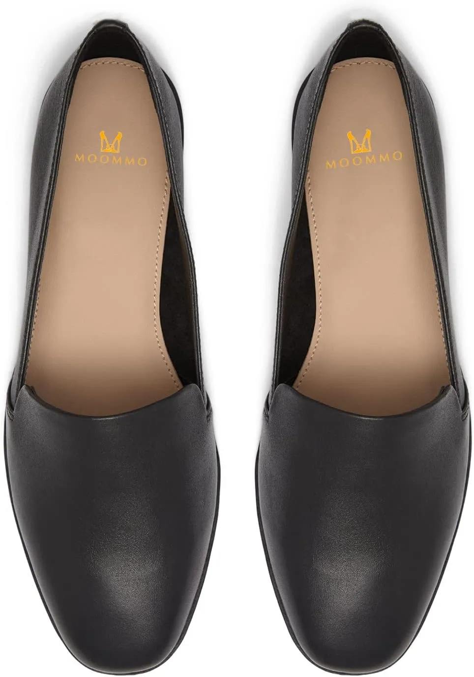 MOOMMO Women Comfortable Ballet Flats Slip On Flat Heel Loafers Square Toe Matte Leather Flats Dress Shoes Retro Casual Driver Loafers Office Ladies Spring Summer 4-11 M US