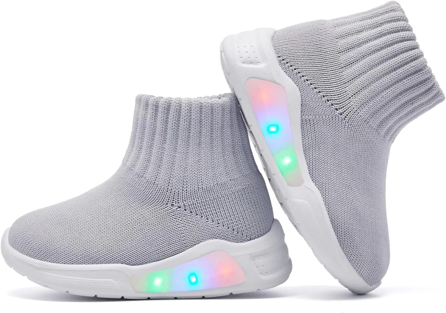 MORENDL Toddler Light Up Walking Shoes Baby Non-Slip Sock Shoes Toddler Slip On Sneakers Boys & Girls