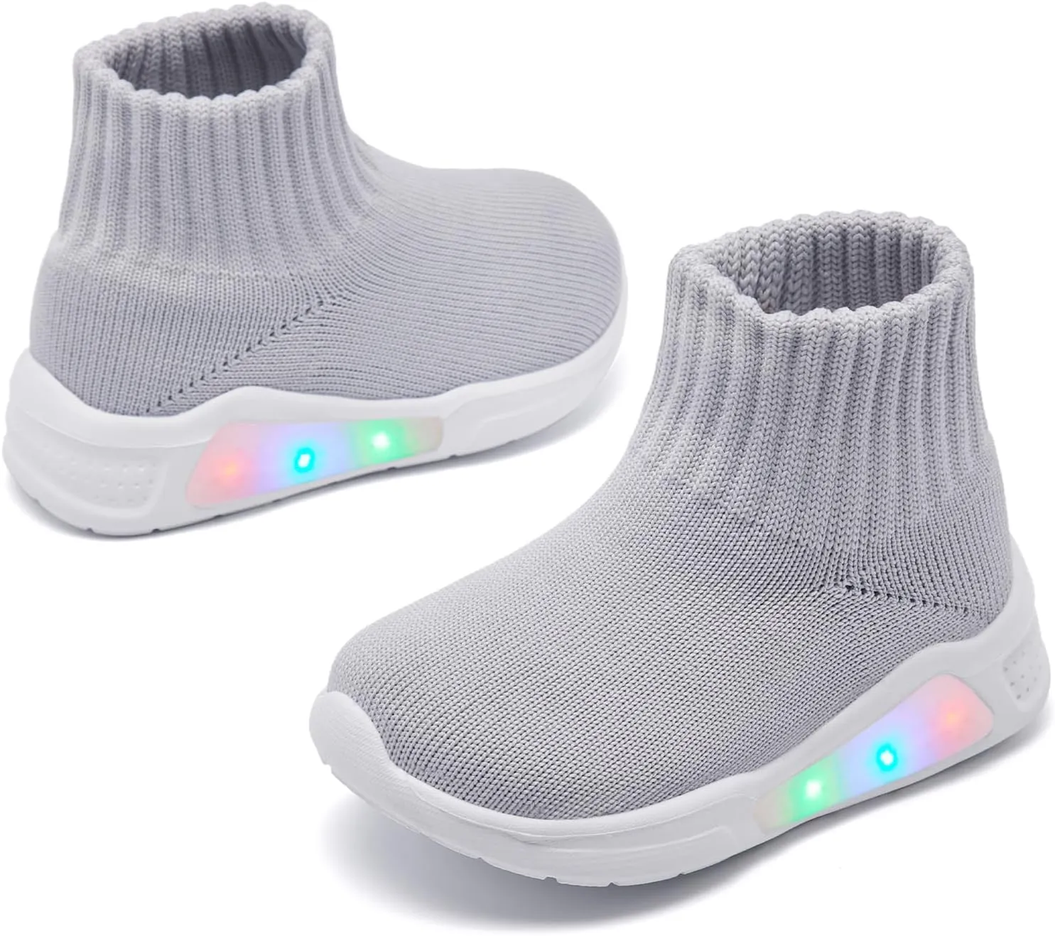 MORENDL Toddler Light Up Walking Shoes Baby Non-Slip Sock Shoes Toddler Slip On Sneakers Boys & Girls