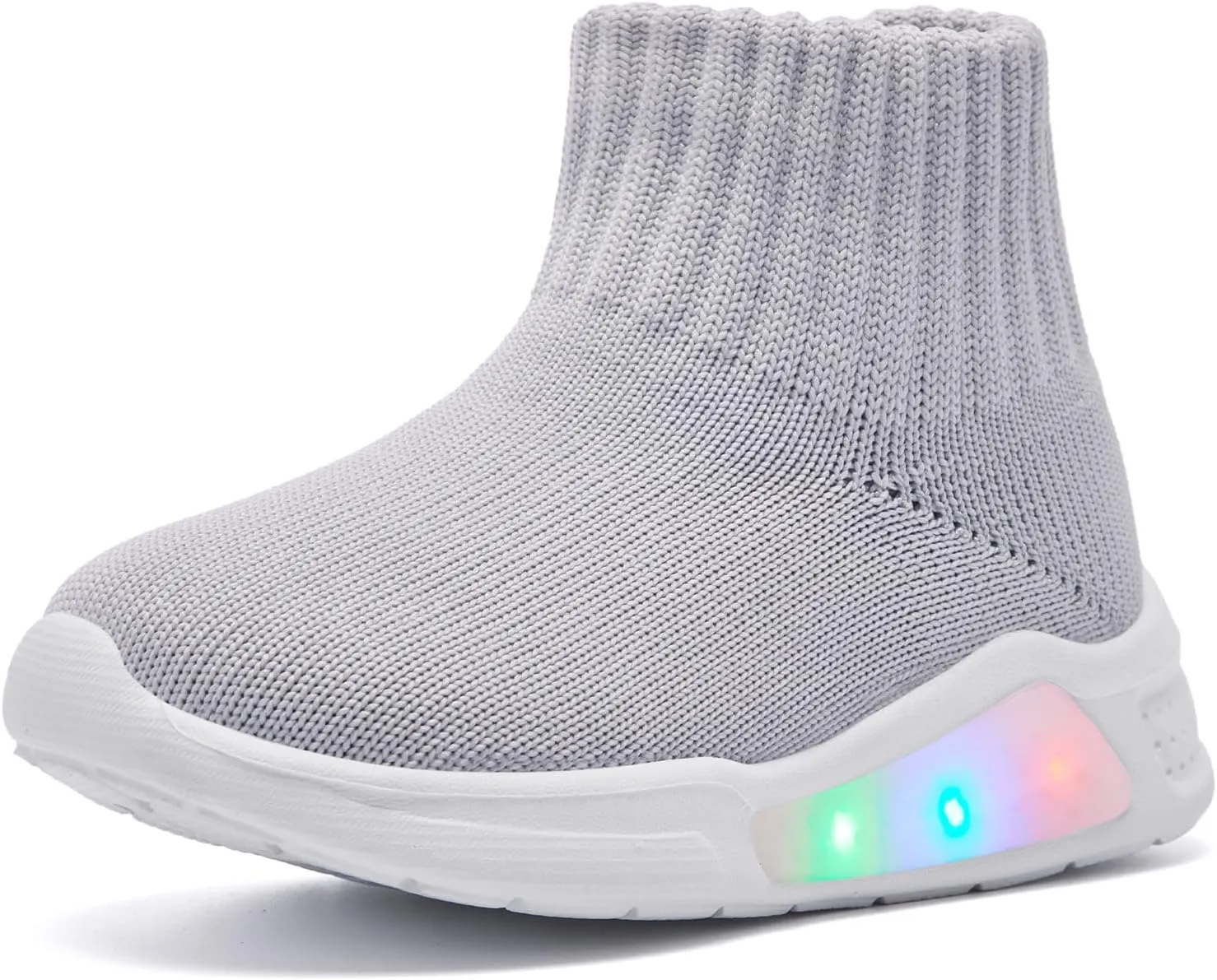 MORENDL Toddler Light Up Walking Shoes Baby Non-Slip Sock Shoes Toddler Slip On Sneakers Boys & Girls